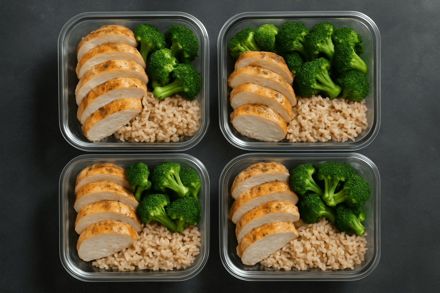 Meal prep containers with lean protein and vegetables